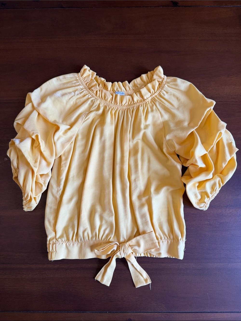 Habitual Yellow Ruffled Tie-Hem Girls Top
